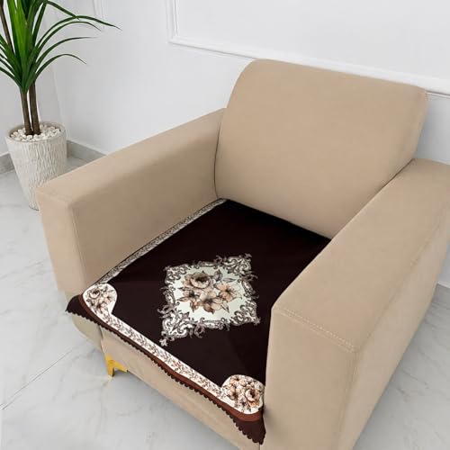 Image of Homerz Premium 'Luxe Series' Holland Velvet Sofa Cover | Smooth Finish | Anti-Skid Fleece Backing | Soft Touch Couch Protector for Living Room (Coffee, 1 Seater, Only Seat Cover)
