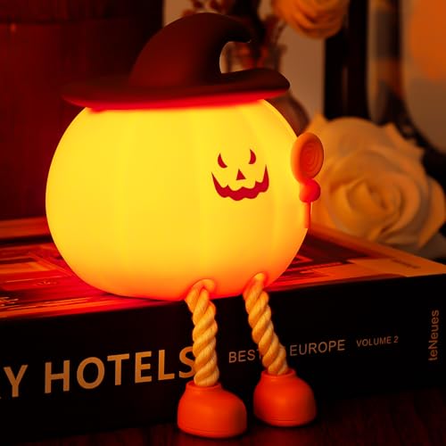 Veilleuse citrouille rechargeable pour enfants en silicone avec 3 niveaux d'intensité