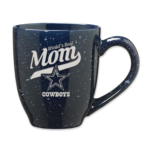 Rico Industries NFL Football Dallas Cowboys Mom-Navy 16 oz Team Color Laser Engraved Speckled Ceramic Coffee Mug