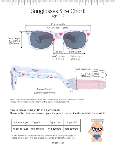 Image of COCOSAND Flexible Polarized Baby Sunglasses with Strap | UV Protection, Bendable, For Toddler Infant Newborn Girl Boy, Age 0-24 Months
