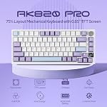 EPOMAKER Ajazz AK820 Pro 75% Gasket-Mounted Mechanical Keyboard with TFT Screen, 3 Modes(BT/2.4G Wireless & Type-C), Sound Dampening Foams, RGB (White Purple, Ajazz Gift Switch)