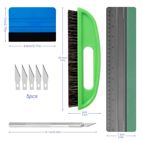5-teiliges Tapezierwerkzeug-Set, enthält Tapezierbürste, Rakel für Tapezieren, Schneidwerkzeug, Glättwerkzeug, für Tapeten, Fensterfolie, Vinyl und Klebekontakt