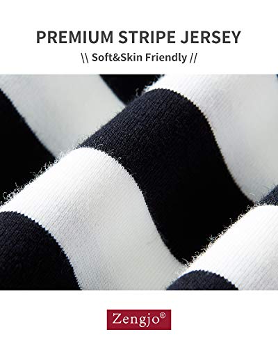 Zengjo Black And White Striped Shirt Men(Xl,Black&White Wide) #TOP3