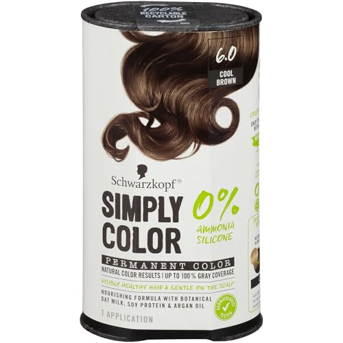 Schwarzkopf Simply Color Hair Color 6.68 Hazelnut Brown, 1 Application - Permanent Hair Dye for Healthy Looking Hair without Ammonia or Silicone, Dermatologist Tested, No PPD & PTD