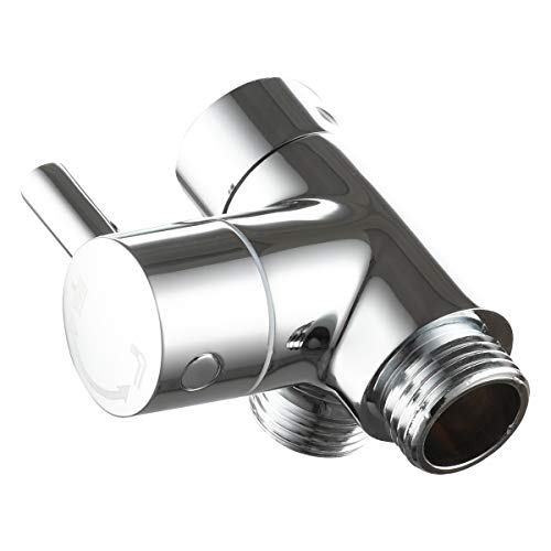 Tecmolog DSF007E - Adaptador de ducha G1/2, latón con válvula de cambio para ducha de mano y cabezal de pulverización fijo, cromado