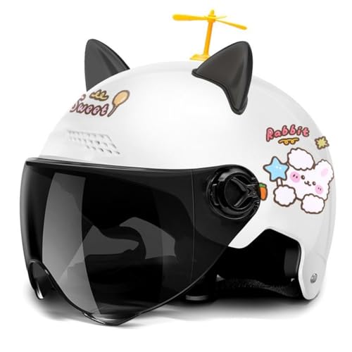Casco De Motocicleta Para Niños Con Orejas De Gato, Homologado Por La ECE, Casco Abierto Para Bicicleta, Ciclomotor, Scooter, Kart, ATV, Para Niños De 2 A 14 Años. 4,48~55cm