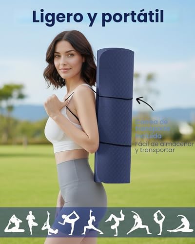 Oak & Tea Yoga Mat Thick Non Slip Yoga Mats for Women Men Exercise Mats for Home Gym with Carry Strap TPE Eco Friendly Workout Mat for Yoga Meditation Pilates 183x61x0.6cm - Imagen 8