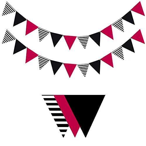 Image of Rozi Decoration Pink, White & Black Pennant Bunting Flags for Happy Birthday & Festival Decoration - 2 Sets of 24 Flags
