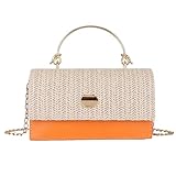 Titifeya Grass Weaving Style Cross Body Bag Shoulder Bag with Chain Elegant Handbag for Shopping Appointment Leisure Vacation