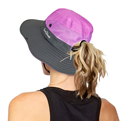 Image of Womens Foldable Wide-Brim UV-Protection Sun-Hat with Ponytail Hole