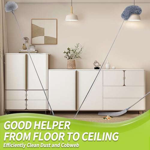 IVYROLL Duster with Extension Pole, Skinny Duster/Under Appliance Cleaning Tool & Spider Web Brush & Ceiling Cleaner, 100