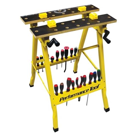 Performance Tool W54025 Portable Multipurpose Workbench and Vise (200 lbs Capacity) , Yellow Cover