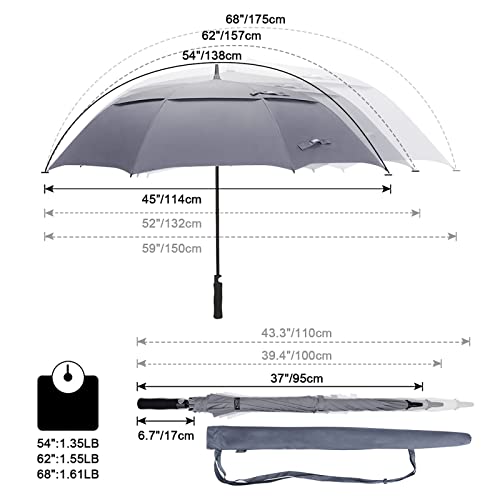 Image of G4Free 47 /54 /62 /68 Inch Automatic Open Golf Umbrella Oversize Extra Large Double Canopy Vented Windproof Waterproof Stick Umbrellas