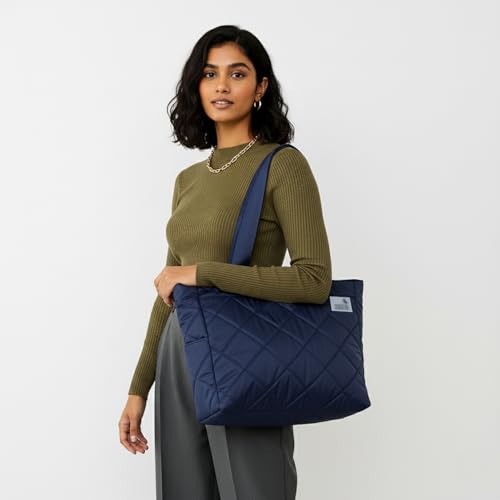 Image of COUNSELOR Tote Bag for Women, Premium Quilted, 11.8L Spacious Handbag with 16-inch Laptop Sleeve, Lightweight Durable Polyester Tote with Multiple Pockets, Travel & Everyday Use (AURA)