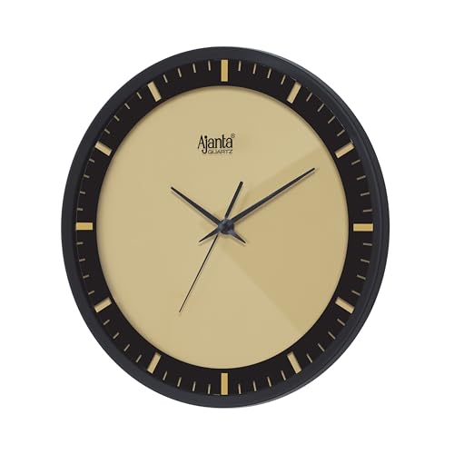 Image of Ajanta Luxury Golden Wall Clock 1007-12.8 Inch - Elegant Silent Sweep Quiet Mechanism - Modern Statement Decor