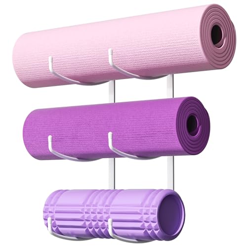Yoga Mat Holder Wall Mount with 3 Tiers