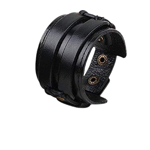 Vientiq Black Leather Wrist Band Bracelet for Men (B0C5YXK9N7) Amazon Price History, Amazon Price Tracker