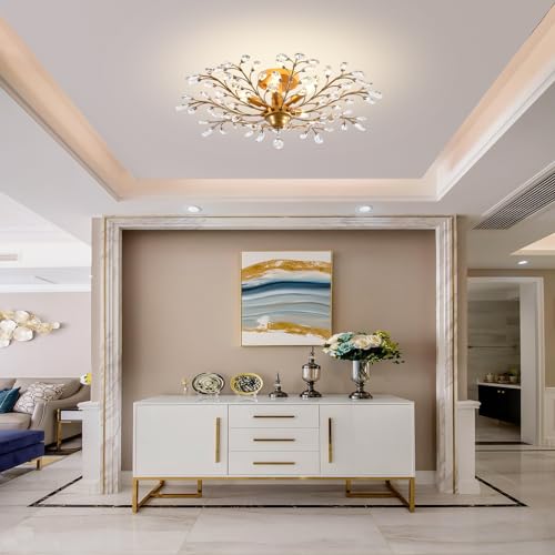 image for Ganeed Crystal Chandeliers,Vintage K9 Clear LED Ceiling Lighting,Ediso