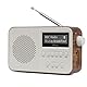 LEMEGA PR2-Max Tragbares Digitalradio DAB,Kleines Radio mit Netzstecker(DAB+,UKW,Bluetooth 5.3,Akku,Kopfhörer-Anschluss,40 Voreinstellungen,Doppelter Wecker,Einschlaf-Timer) Küchenradio DAB+,Walnuss