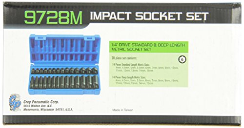 Grey Pneumatic (9728M 1/4" Drive 28-Piece Deep Length Metric Master Socket Set #TOP3