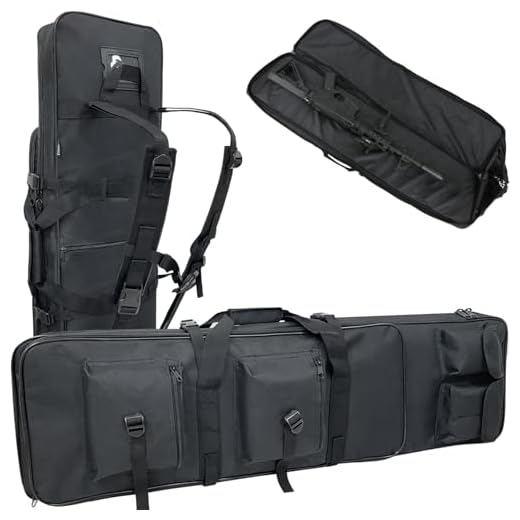 Sutekus 47 Inch Double Rifle Bag Outdoor Tactical Gun Case Integrated Pistol and Magazine Storage Backpack 120CM