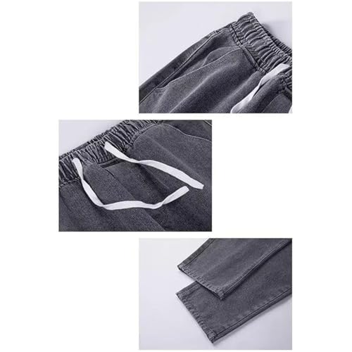 Men's Comfortable Straight Jeans Baggy Casual Denim Pants Elastic Waist Classic Office Work Long Trousers 6