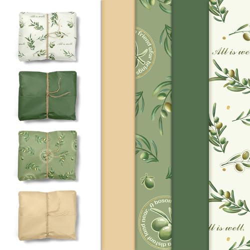 Aobkiat Christmas Green Tissue Paper for Bags,20 x 15 Inch Olive Leaf Wrapping Paper for Friends...