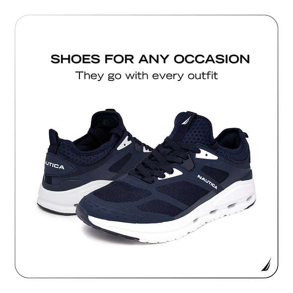 Nautica Mens Running Sneakers Sport Fashion Lace-Up Athletic Soft Shoes for Gym Tennis Men – Cushioned, Breathable, Lightweight & Comfortable