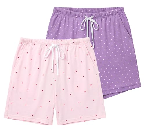 Image of ENJOYNIGHT Women Pajama Shorts Cotton Lounge Bottoms Sleep Shorts with Drawstring & Pockets