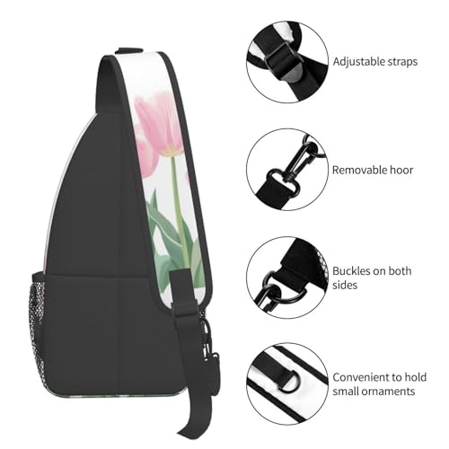 Image of SUPLUCHOM Sling Bag Tulip Flower Hiking Daypack Crossbody Shoulder Backpack Travel Chest Pack for Men Women