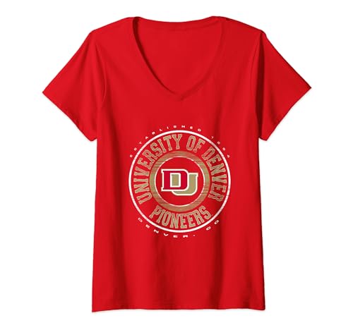 Denver Pioneers Showtime Red Officially Licensed V-Neck T-Shirt