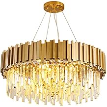 Braiton Glass Crystal Ceiling Light Modern Crystal Chandelier Luxury Gold Plated 10 Lights LED Pendant Ceiling Light for Villa, Hotel, Living Room, Dining Room,Gold,75CM