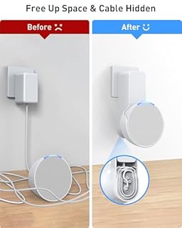 Maxonar Wall Mount for Echo Pop, Echo Pop Wall Mount [No Drill Needed] Alexa Speaker Holder Stand Cable Hidden Storage- (White/Black/Green/Purple)