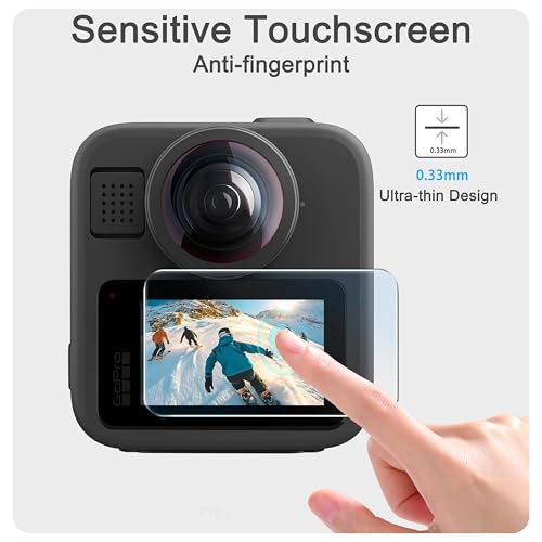 Image of FiTSTILL Tempered Glass Screen Protector for Go Pro MAX2 /MAX360 2025 /MAX Fusion(2019),Scratch Resistant LCD Tempered Glass Film 9H Hardness Guard Touch Sensitive Easy Installation Accessory