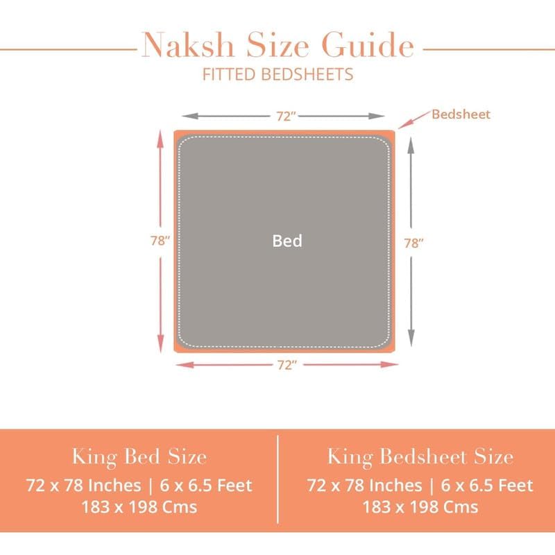 Image of NAKSH Elastic Fitted Bedsheets King Size 78 x 72 Inch, 210 TC Stripes Pure Cotton, Cameo Rose | 1 King Size Bedsheet with Elastic Fitted and 2 Pillow Covers