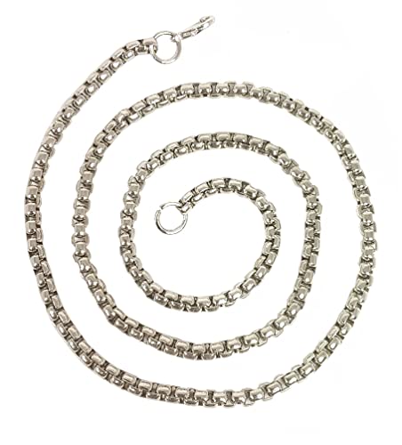 Image of De-Ultimate Metal Stainless Steel Classic Fashionable Silver Plated 4mm Width 56 cm Long Thick Imitation Smooth Necklace Chain For Men's & Women's