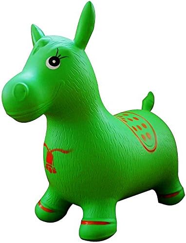 AppleRound Green Horse Hopper, Pump Included (Inflatable Jumping Horse, Space Hopper, Ride-on Bouncy Animal)