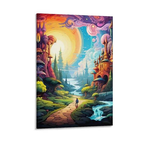 Tableau pays des merveilles déco murale salon 40x60