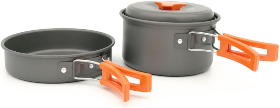 8 Pcs Camping Cookware Set with Pan, Pot, Bowl, Lid 2 Person