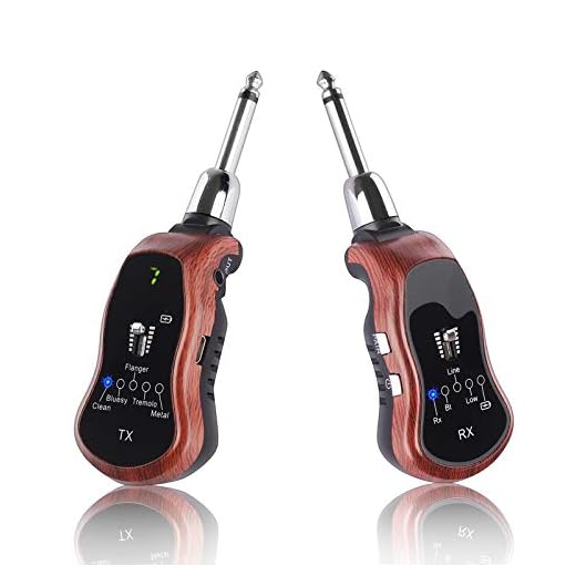 Kithouse K380C Wireless Guitar Transmitter Receiver System Set - Electric Guitar Wireless System Transmitter And Receiver With Clean Bluesy Flanger Tremolo Metal 5 Effects