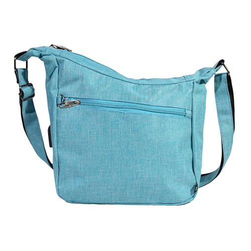 Crossbody Anti-theft Bag Adjustable Strap USB Charging Port (Light Blue)