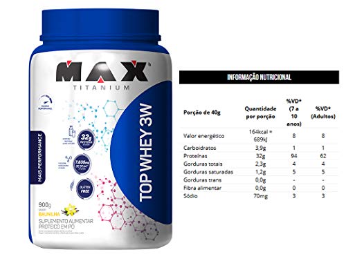 Kit Max Top Whey 900g + Bcaa 100caps + Glutamina 300g (baunilha)
