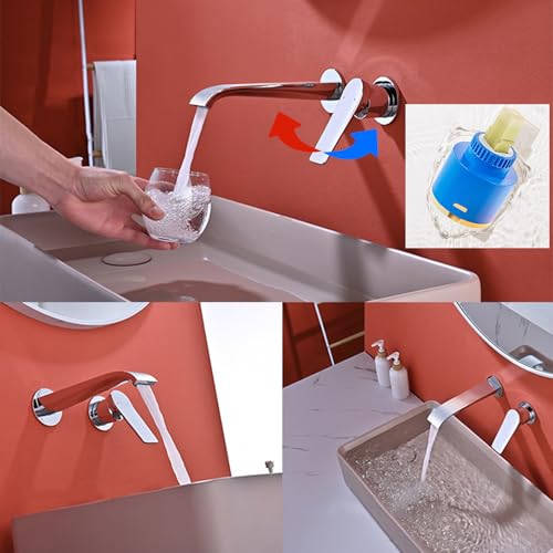 Robinet de lavabo dissimulé cascade or brossé mitigeur eau chaude froide - 4