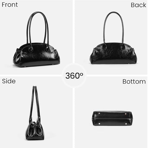 Image of Luxury Shoulder Bag Glazed Leather Handbags for Women Top Handle Hobo Purse Designer Shoulder Handbag