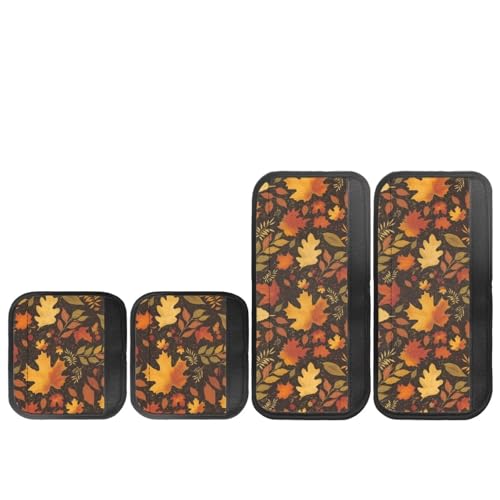 Image of Dreaweet Autumn Maple Leaf Fridge Handle Covers Set of 4 Fall Kitchen Decor Refrigerator Door Handle Covers Washable Universal Fit Microwave Oven Dishwasher,Keep Your Kitchen Appliance Clean