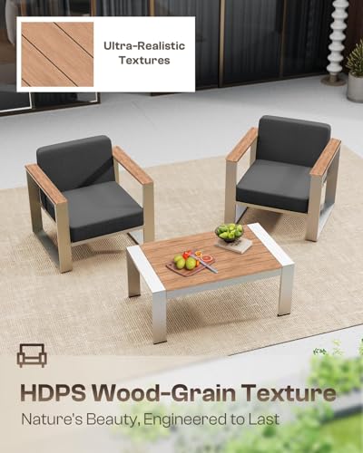 Image of Aluminum Patio Furniture Set, 5 Seats Outdoor Patio Conversation Sets with Ergonomic Seat and Wide Washable Thick Cushions, Modern Outdoor Sectional Furniture for Balcony, Porch