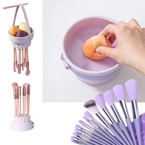 Sasha Square Makeup Brush Cleaner Bowl with Dryer Holder