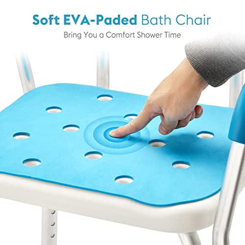 Health Line Massage Products Shower Chair With Back For Seniors, Bathtub Seat With Removable Arms For Handicap, Disabled & Elderly - Adjustable Shower Bench For Tubs #TOP5