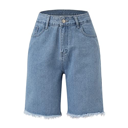 Casual High Rise Jean Shorts For Women Raw Hem Denim High Waisted Shorts Stretchy Bermuda Jeans 2023 Soft Trousers #TOP7