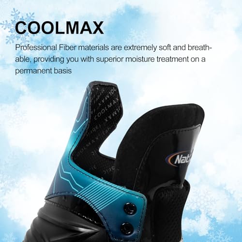 Nattork Ice Hockey Skates for Men, Women, Youth Stainless Steel Blades Lightweight & Durable for Superior Ankle Support and Agile Skating with Coolmax Fabric